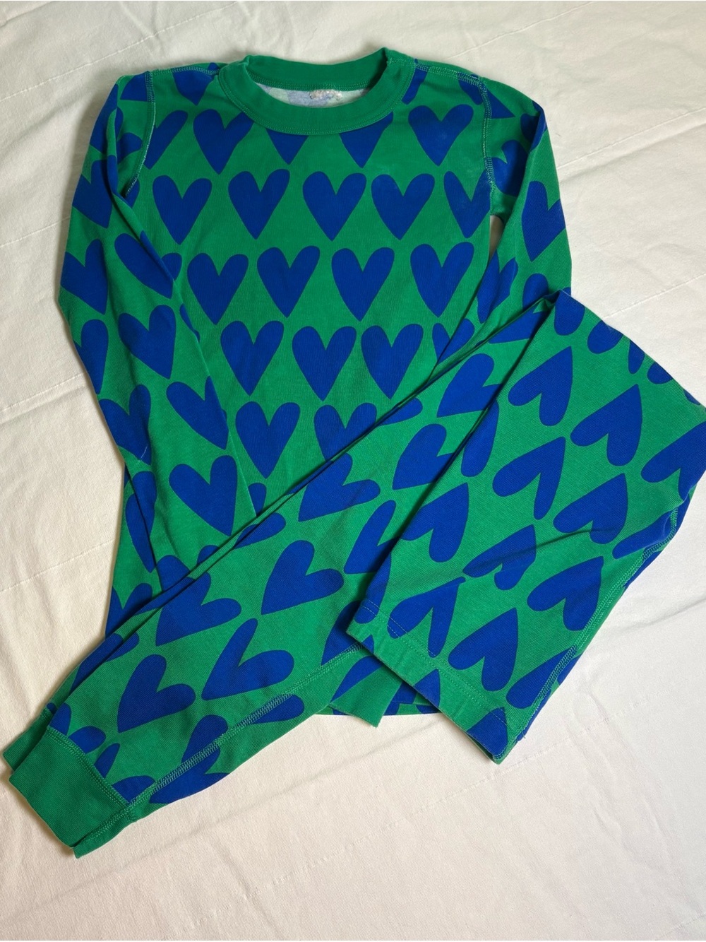 Hanna Andersson Blue Heart Print Green Pajamas